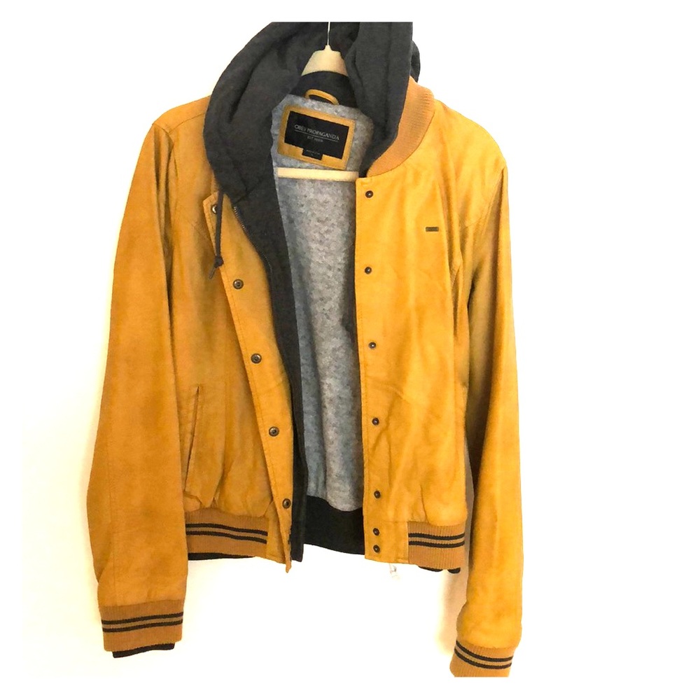 Brand New Obey Leather Jacket varsity lover amber